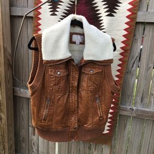 Xhilaration Jackets & Coats - Faux leather with fur like collar Vest Xhilaration Jackets & Coats - Faux leather with fur like collar Vest